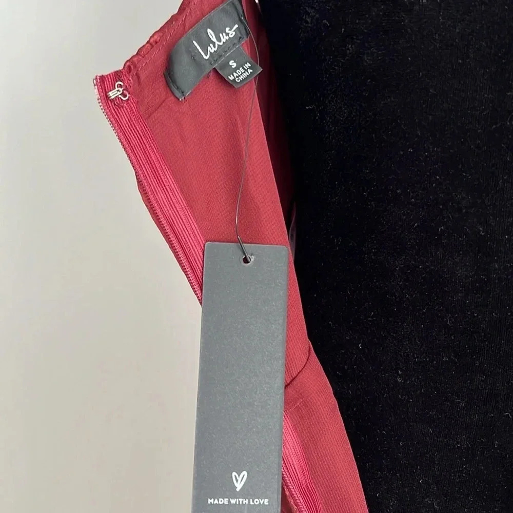 Lulu's Constantine Burgundy Satin Maxi Dress Sexy Formal Long Size S NWT - Picture 13 of 16